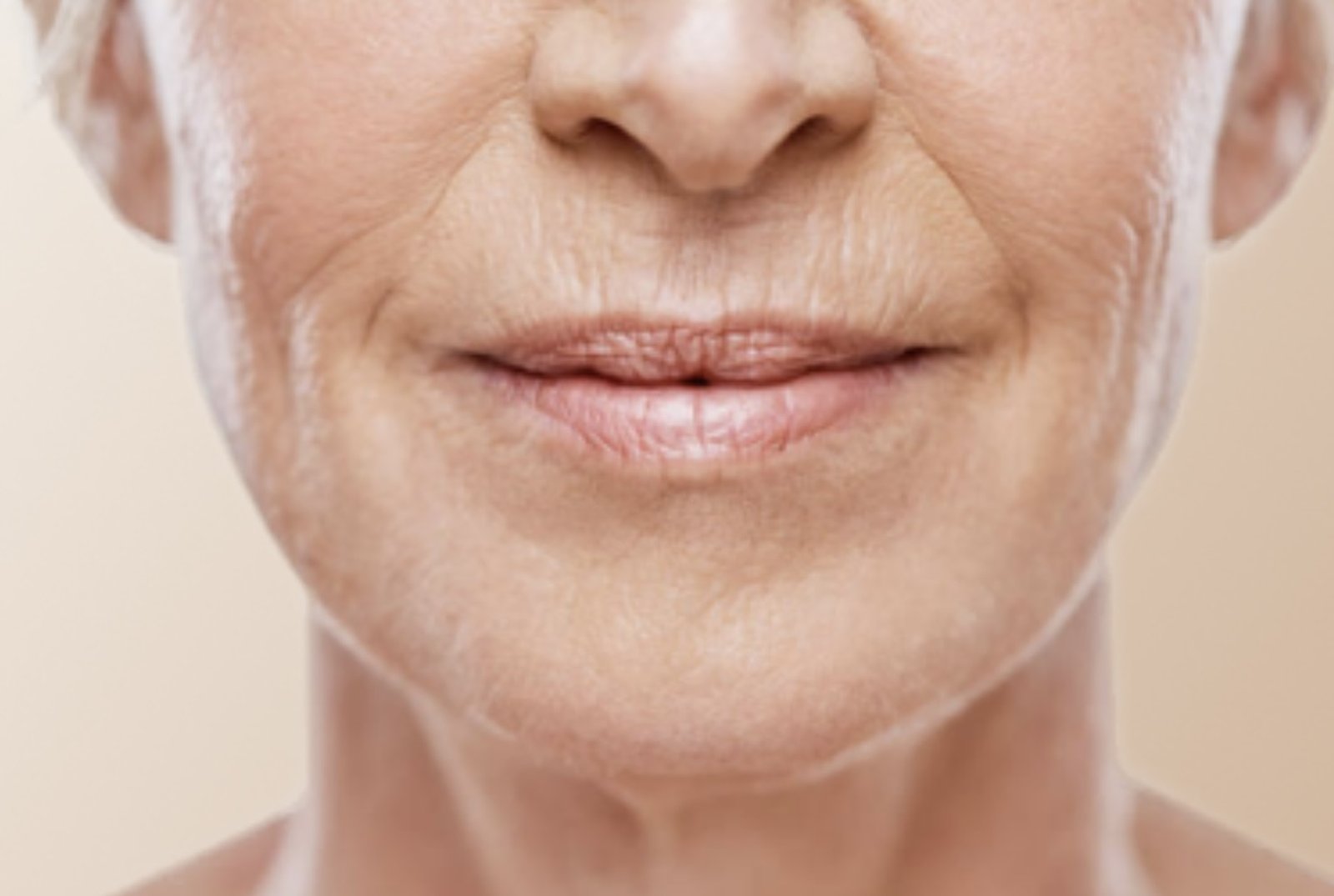 Mature skin with fine lines around the mouth